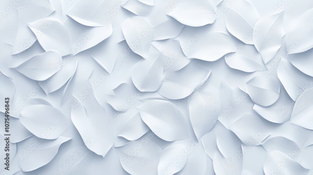 Obraz premium Geometric white leaf patterned 3D tile texture for background banner in panoramic view