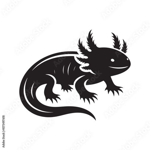 Axolotl Silhouette Vector Illustration | Unique Animal Clipart Design