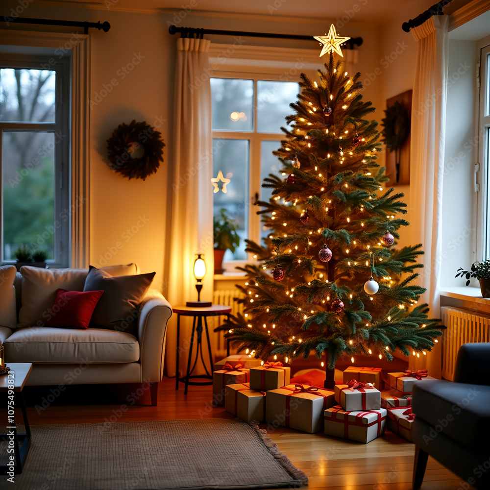 living room with christmas tree living room with christmas tree