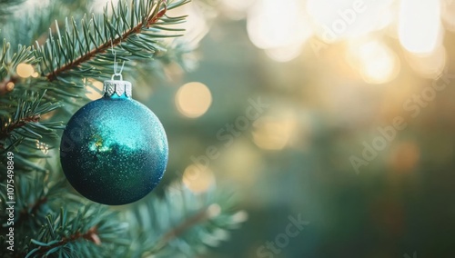 Close up view of Christmas tree ornament blank space