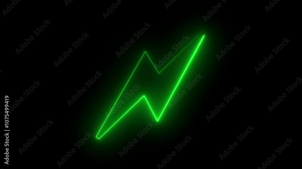 Charging icon animation by green color neon on black background. Charging icon animation by green color neon on black background.