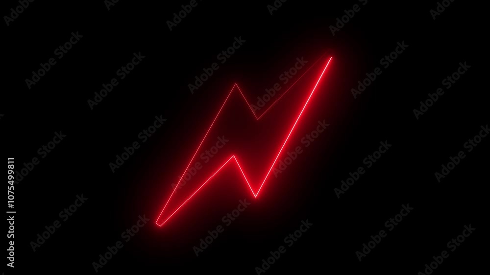 Charging icon animation by red color neon on black background. Charging icon animation by red color neon on black background.