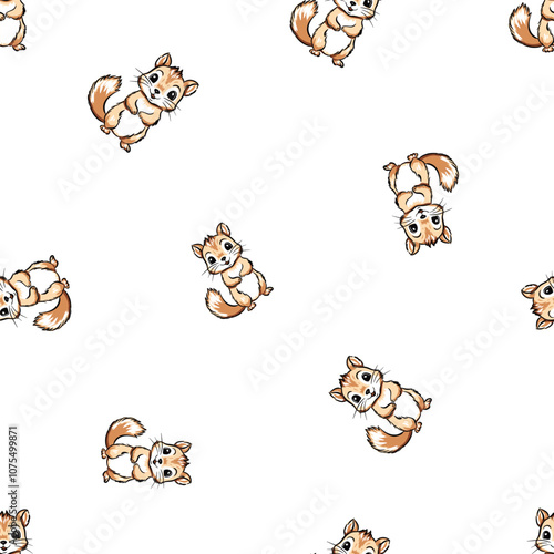 Cute kids print with chipmunk, seamless pattern children design