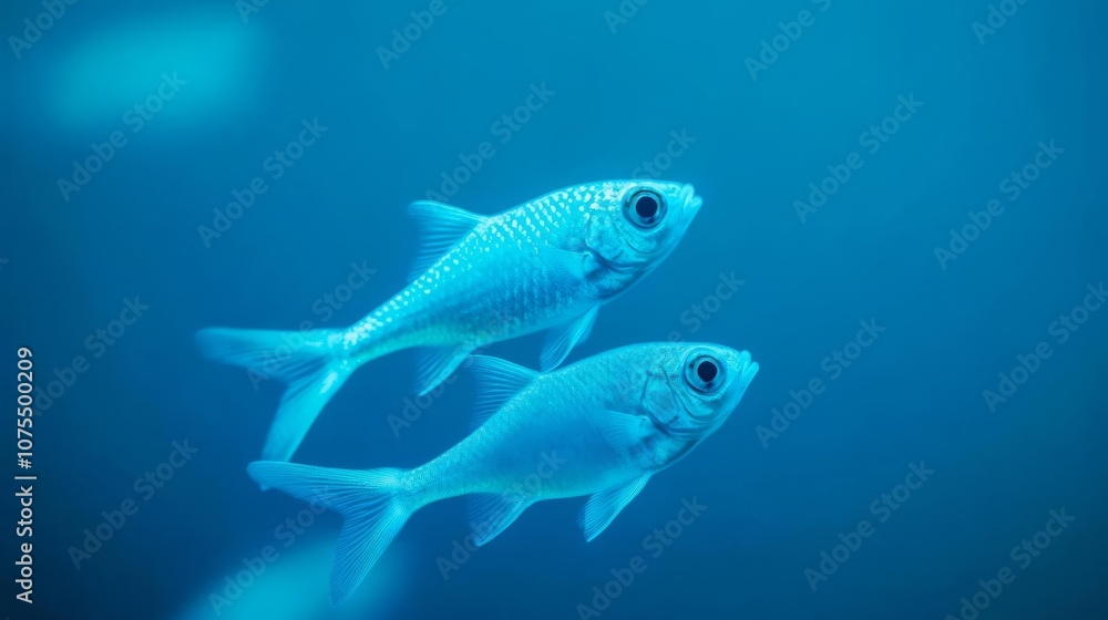 Pisces fish in unity, soft underwater glow Pisces fish in unity, soft underwater glow