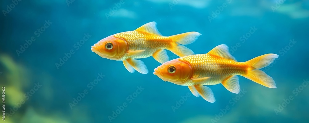 Naklejka premium Pisces fish swimming in opposite directions, harmony in motion
