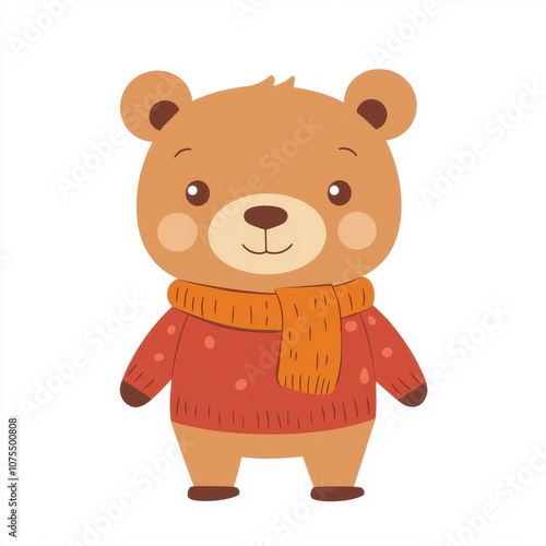 Animated polar bear character dressed in a cozy red scarf enjoying winter vibes