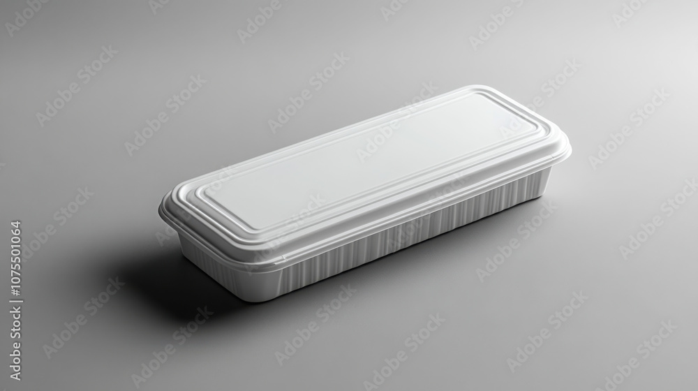 Disposable rectangular lunch box, minimalist style, white, top view, no background. Disposable rectangular lunch box, minimalist style, white, top view, no background.