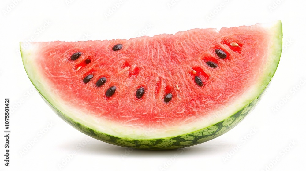 Fresh and Juicy Slice of Watermelon Isolated on White Background Perfect for Summer Recipes, Refreshing Snacks, and Healthy Desserts Presentation Fresh and Juicy Slice of Watermelon Isolated on White Background Perfect for Summer Recipes, Refreshing Snacks, and Healthy Desserts Presentation