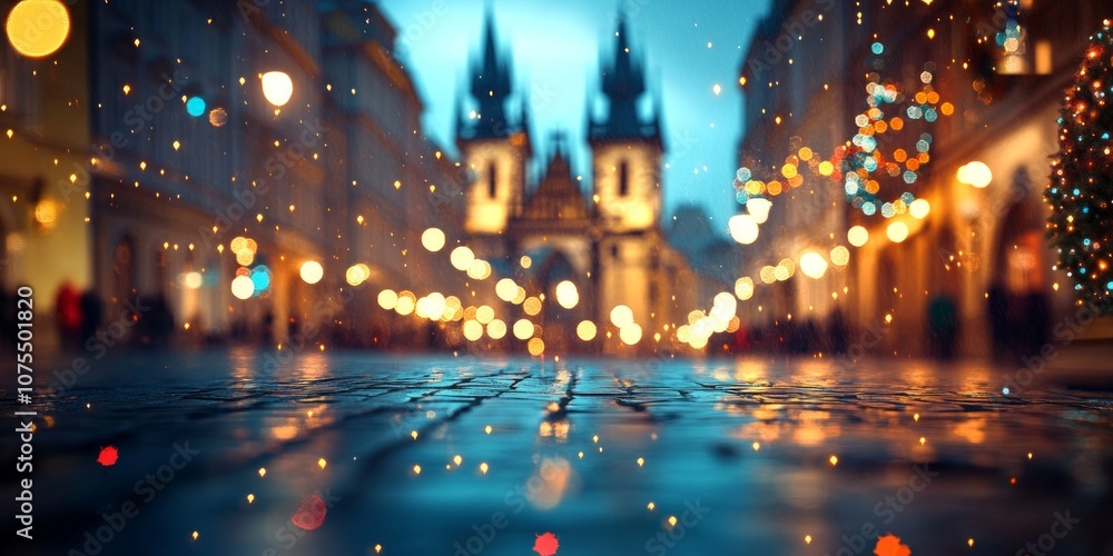 A stunning evening scene with soft bokeh lights. The blurred background features a beautiful landmark, creating a dreamy atmosphere. Ideal for travel or ambiance imagery. AI A stunning evening scene with soft bokeh lights. The blurred background features a beautiful landmark, creating a dreamy atmosphere. Ideal for travel or ambiance imagery. AI