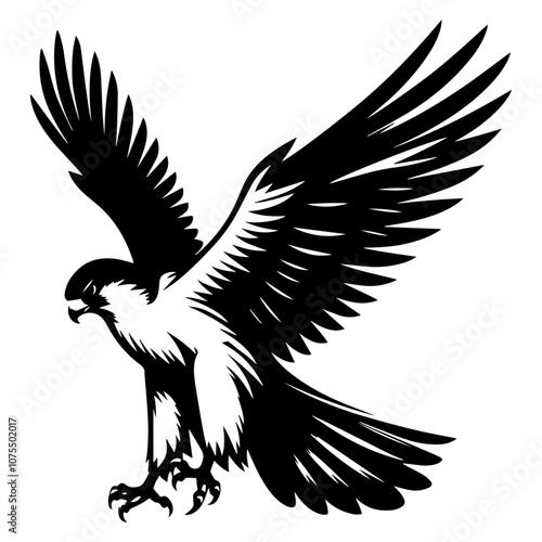 "Skyward Majesty: A Detailed Falcon Vector Soaring Through the Winds of Power and Precision"