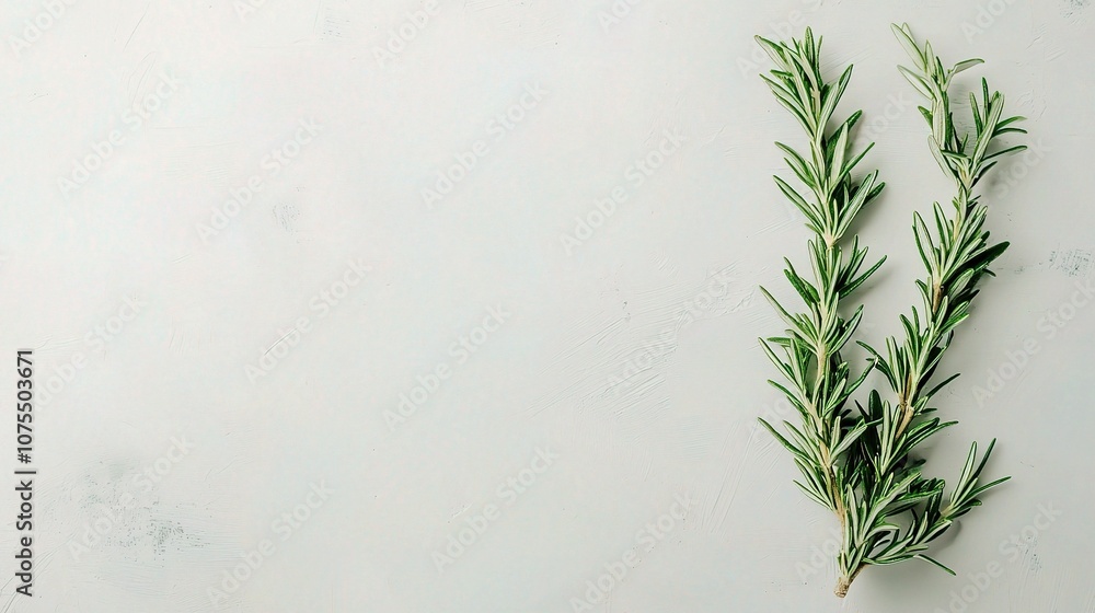 Fresh Rosemary Sprig Isolated on Bright White Background, Perfect for Culinary, Aromatic, and Decorative Uses in Stock Images and Design Projects Fresh Rosemary Sprig Isolated on Bright White Background, Perfect for Culinary, Aromatic, and Decorative Uses in Stock Images and Design Projects