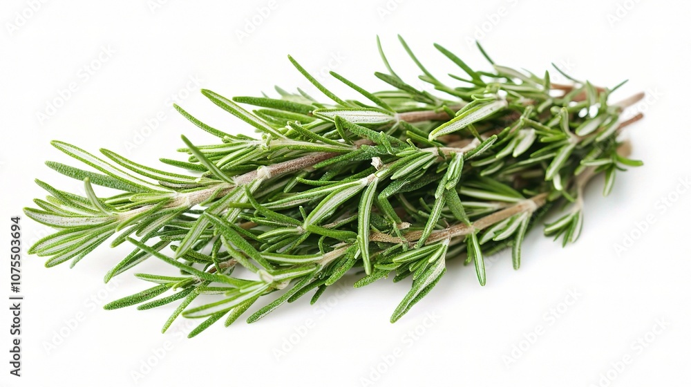 Fresh Sprig of Rosemary Isolated on a White Background Perfect for Culinary, Aromatherapy, and Herbal Use in Cooking and Decoration Projects Fresh Sprig of Rosemary Isolated on a White Background Perfect for Culinary, Aromatherapy, and Herbal Use in Cooking and Decoration Projects