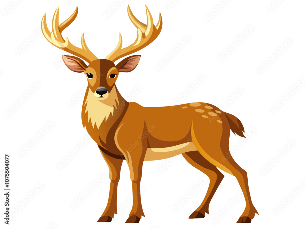 buck deer illustration vector art, cute deer standing vector design, animal vector illustration buck deer illustration vector art, cute deer standing vector design, animal vector illustration