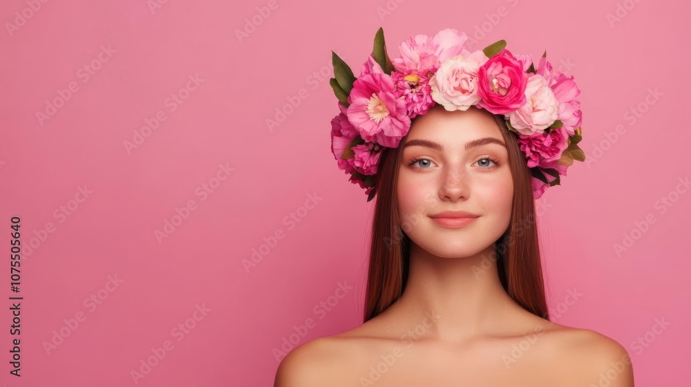 Virgo with flower crown, symbol of purity and calm Virgo with flower crown, symbol of purity and calm