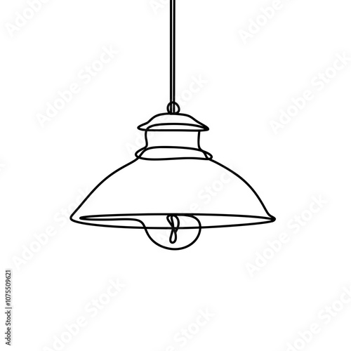 Hanging lamp light  one line art drawing 