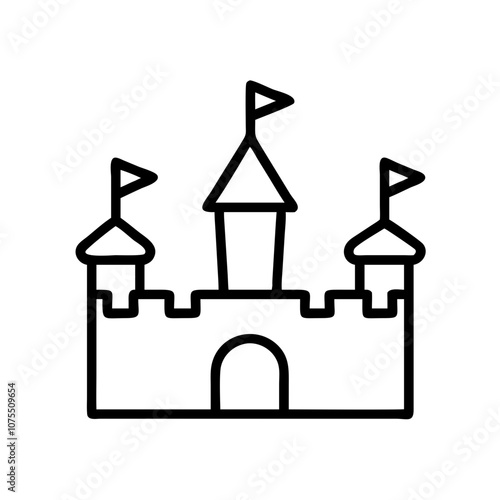 Castle Icon, Black, Fortress with Gate