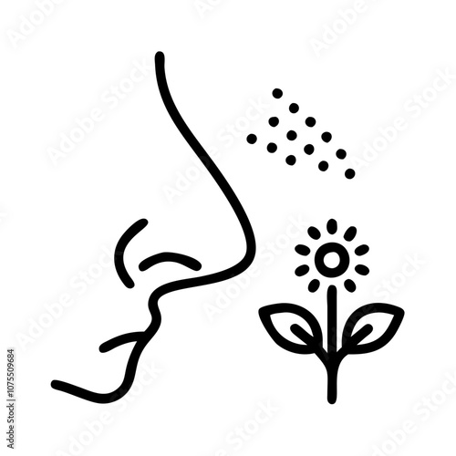 Nose, Pollinosis, Allergy, Pollen, Plant, Black Icon