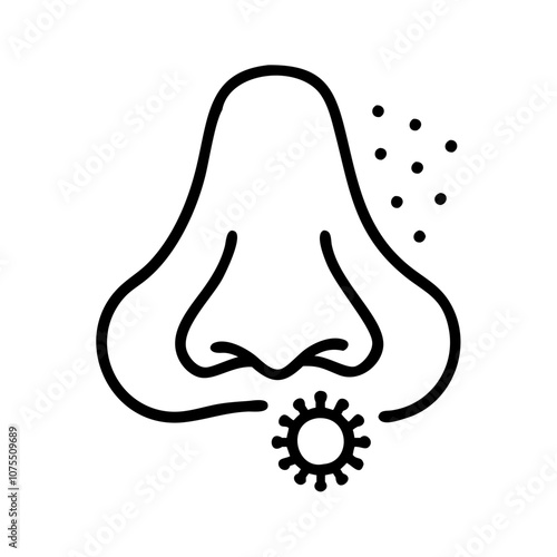 Nose, Pollinosis, Allergy,  Black Icon