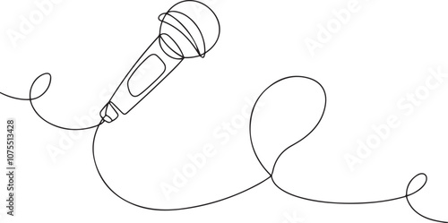  Microphone Outline Continuous one line drawing vector art