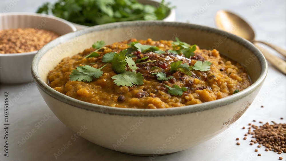 Lentil dal with fresh cilantro and spices Lentil dal with fresh cilantro and spices