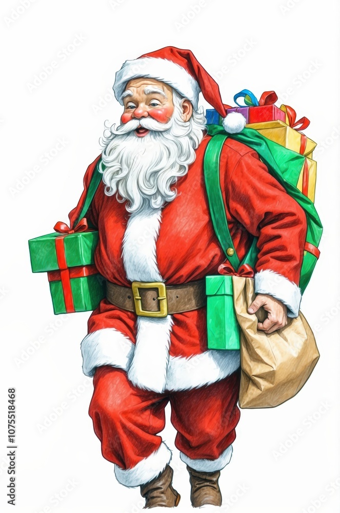 Santa Claus Carrying Christmas Presents in Big Bag Santa Claus Carrying Christmas Presents in Big Bag