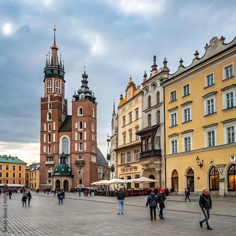 Obraz premium Old Town Square Krakow, Poland old town square