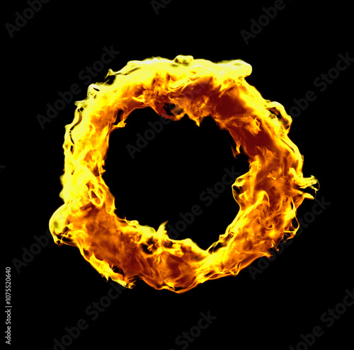 Fiery Ring on Black Background for Visual Effects