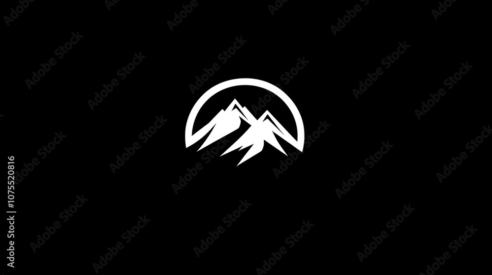 Minimalist Mountain Peak Logo Design in Black and White Minimalist Mountain Peak Logo Design in Black and White