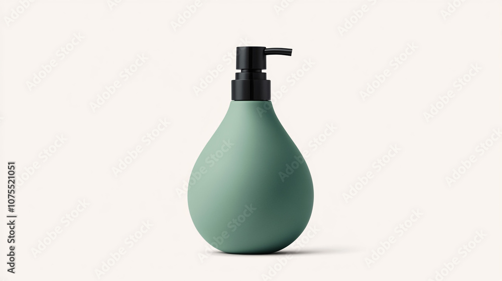 Green Droplet Shaped Bottle with Pump Dispenser Mockup Green Droplet Shaped Bottle with Pump Dispenser Mockup