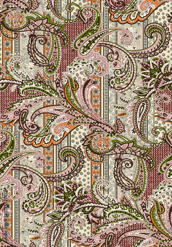 seamless beautiful geometric paisley pattern textile design