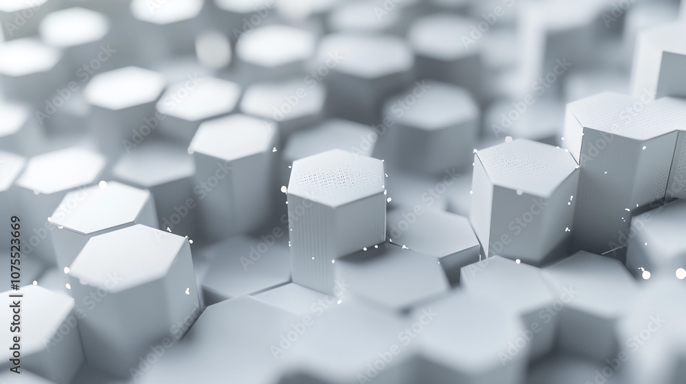 Abstract Geometric Hexagon Pattern White 3D Shapes Technology Background Abstract Geometric Hexagon Pattern White 3D Shapes Technology Background