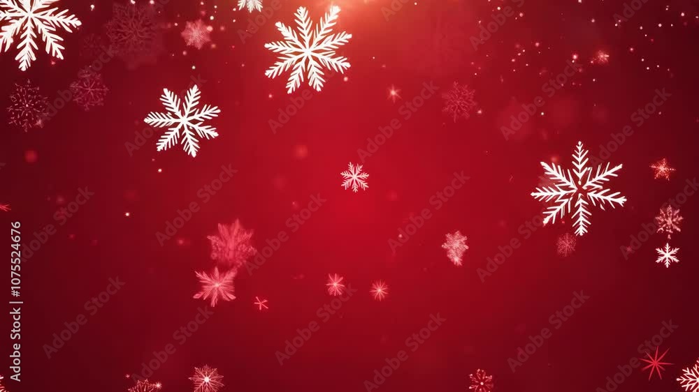 Snowflakes falling on a bright red background Snowflakes falling on a bright red background