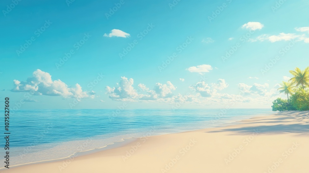 Obraz premium Expansive beach under a clear blue sky