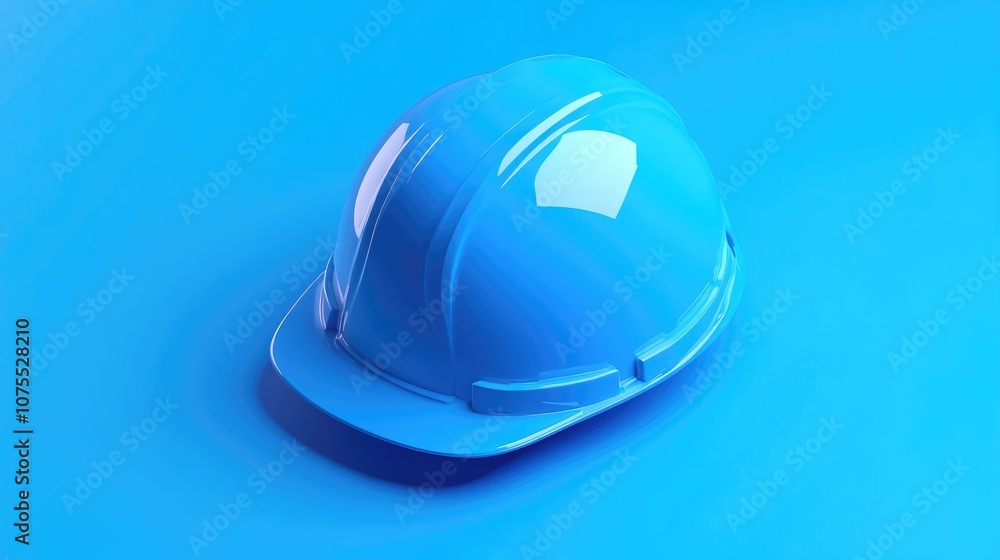 Above View of a Blue Hard Hat Showcasing a Bright Surface Above View of a Blue Hard Hat Showcasing a Bright Surface