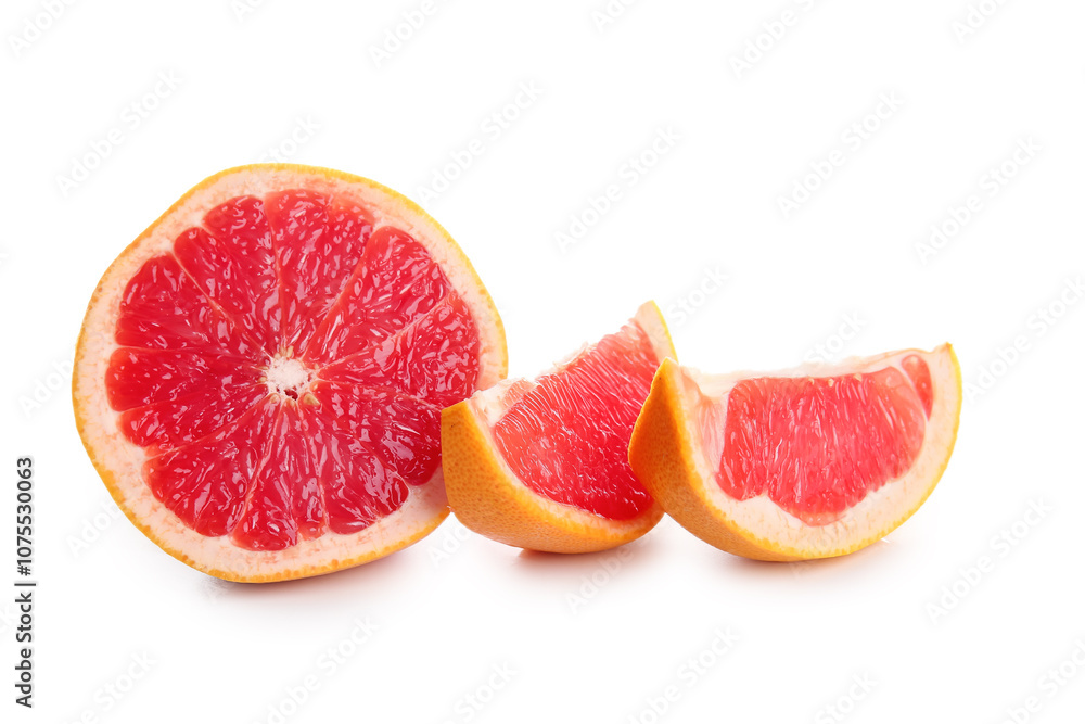Cut fresh grapefruit on white background Cut fresh grapefruit on white background