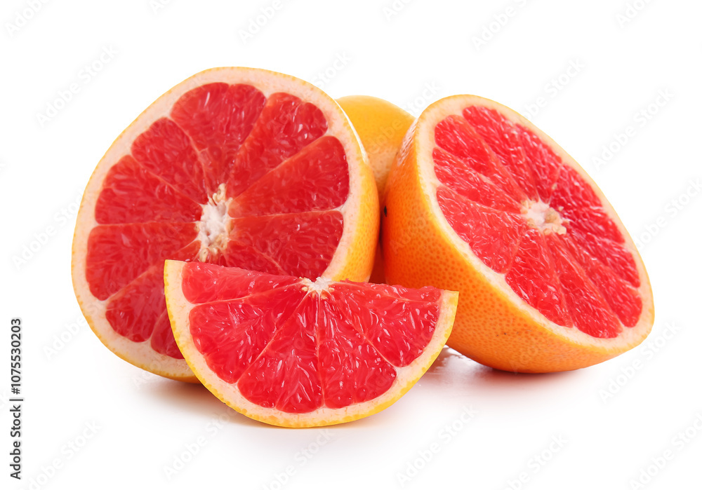 Cut fresh grapefruits on white background Cut fresh grapefruits on white background