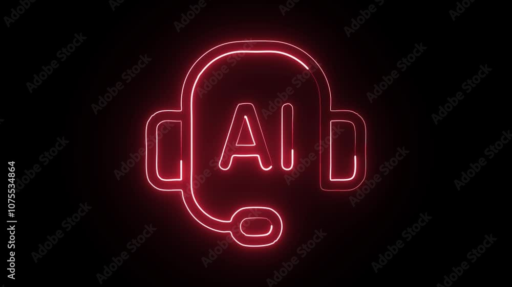 glowing neon chat bot icon isolated on black background. HD video motion graphic animation glowing neon chat bot icon isolated on black background. HD video motion graphic animation