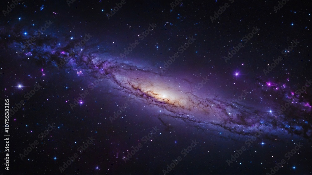 Fototapeta premium Abstract purple black space galaxy starry night sky background