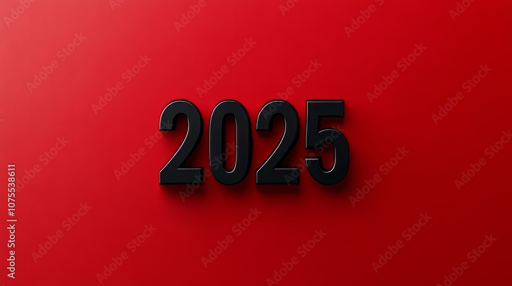3d black 2025 against red background 3d black 2025 against red background