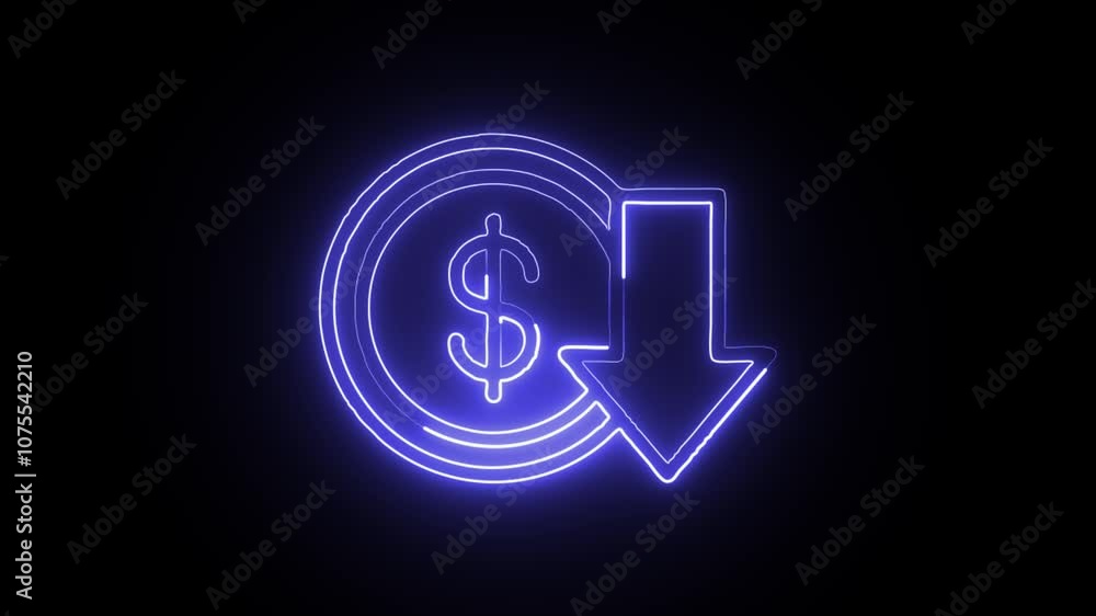 glowing neon low price icon isolated on black background. HD video motion graphic animation glowing neon low price icon isolated on black background. HD video motion graphic animation