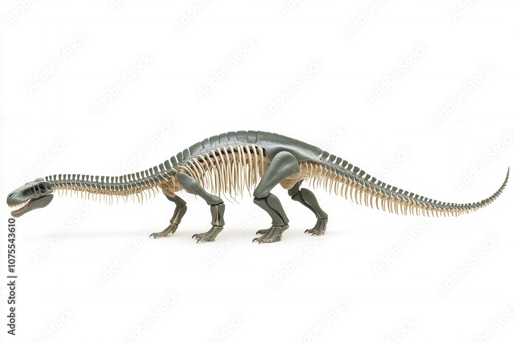 Fototapeta premium Lifelike model of prehistoric dinosaur on white background