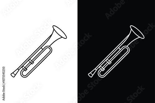 Trombone musical instrument icon isolated vector icon illustration on white background.