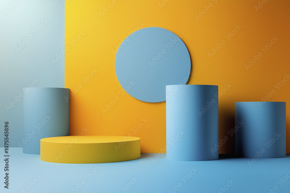 abstract trendy vibrant background for product photography. set of three cube. background with colorful squares, cubes. 3d render of a yellow and blue podium with bright background. AI Generated abstract trendy vibrant background for product photography. set of three cube. background with colorful squares, cubes. 3d render of a yellow and blue podium with bright background. AI Generated
