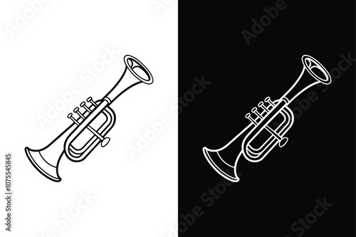 Musical instrument trumpet icon isolated vector icon illustration on white background.