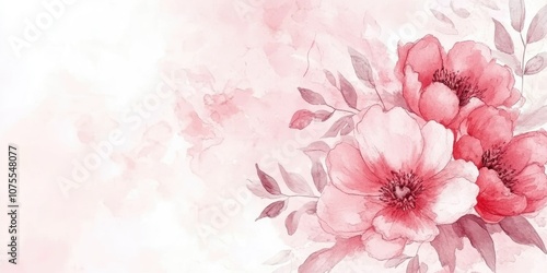 Pink Peony Bloom: Watercolor Floral Illustration with Elegant White Background
