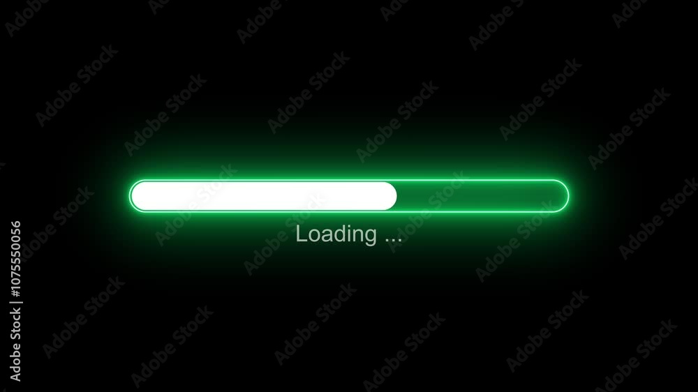 neon green circle and loading bar animation with black background. Status bar and processing concept. neon green circle and loading bar animation with black background. Status bar and processing concept.