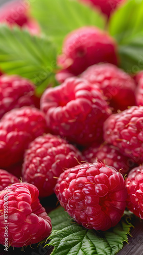 Fresh, juicy berries nestled among vibrant green leaves.