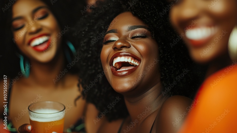 Joyful Friends Laughing Together at a Club Joyful Friends Laughing Together at a Club