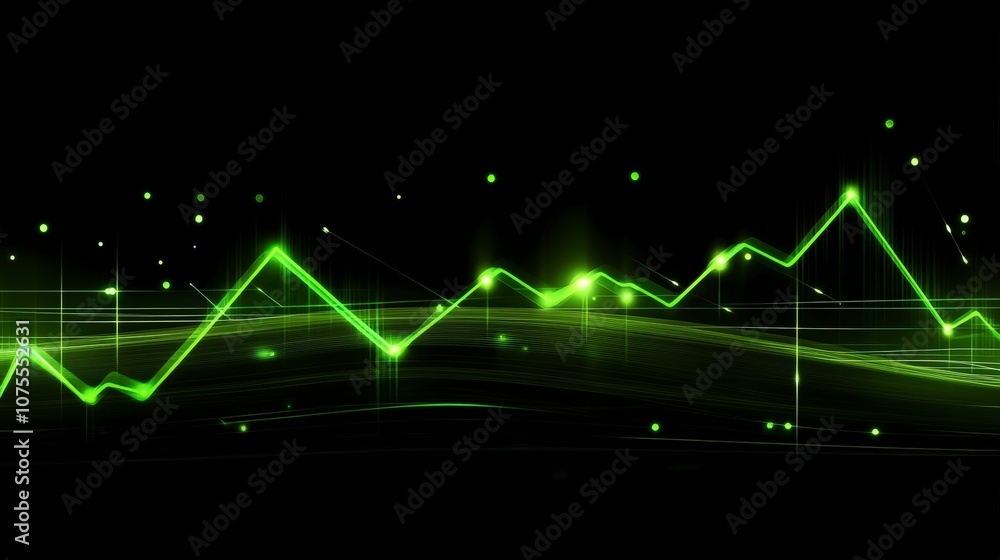 Naklejka premium Vital Rhythm: Neon Green Heartbeat
