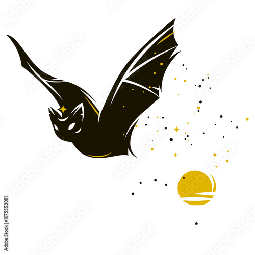 Small bat flying against the night sky